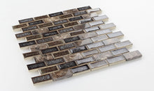 Load image into Gallery viewer, Elysium Tiles Swiss Emperador Brick 10.75" x 11.75" Mosaic Tile