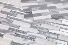 Load image into Gallery viewer, Elysium Tiles Linear Metallic Silver 11.75" x 11.75" Mosaic Tile