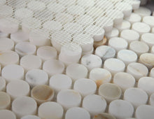 Load image into Gallery viewer, Elysium Tiles Penny Calacatta Marble 11" x 11.75" Mosaic Tile
