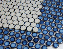 Load image into Gallery viewer, Elysium Tiles Penny Round Blue 11.5" x 11.5" Mosaic Tile