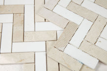Load image into Gallery viewer, Elysium Tiles Herringbone Marfil 11" x 12.5" Mosaic Tile