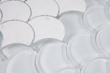 Load image into Gallery viewer, Elysium Tiles Dragon Scale White Glass 9.5" x 9.75" Mosaic Tile