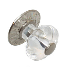 Load image into Gallery viewer, 32mm (1.25") Clear Acrylic Melon Cabinet Knob with Satin Nickel Backplate