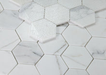 Load image into Gallery viewer, Elysium Tiles Hexagon Calcatta White Honed 10.25" x 11.75" Mosaic Tile