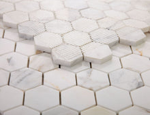 Load image into Gallery viewer, Elysium Tiles Hexagon Calacatta Gold Polished 11.75" x 12" Mosaic Tile