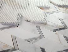 Load image into Gallery viewer, Elysium Tiles Arrow Calacatta Gold 12" x 12.75" Mosaic Tile
