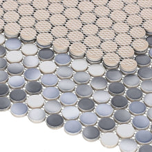 Load image into Gallery viewer, Elysium Tiles Penny Round Gradient Grey Glossy 11.5" x 12.25" Mosaic Tile