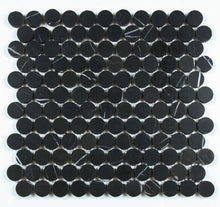 Load image into Gallery viewer, Elysium Tiles Penny Marble Marquina  10.50" x 11.75" Mosaic Tile