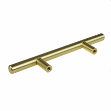 Load image into Gallery viewer, 76mm (3") Center to Center Satin Gold Modern Solid Steel Cabinet Hardware Handle