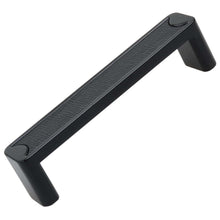 Load image into Gallery viewer, 95mm (3.75") Center to Center Matte Black Center Embossed Leather Strip Cabinet Pull