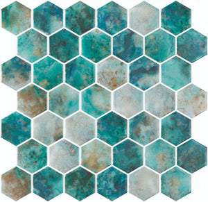 Elysium Tiles Vanguard Hex XL Green (Onyx Green) 11.25" x 11.25" Mosaic Tile