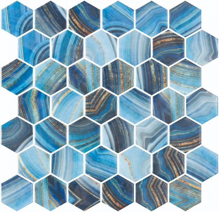 Elysium Tiles Vanguard Hex XL Onyx Blue 11.25