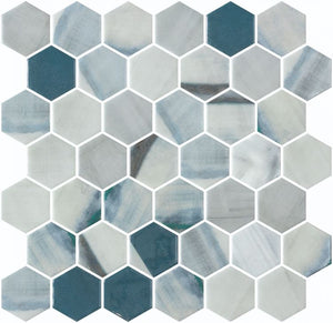 Elysium Tiles Vanguard Hex XL Bluish Grey 11.25" x 11.25" Mosaic Tile