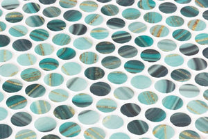 Elysium Tiles Vanguard Penny Onyx Teal 11.25" x 11.25" Mosaic Tile