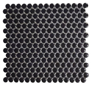 Elysium Tiles Penny Round Black Matte 11.5" x 12.25" Mosaic Tile