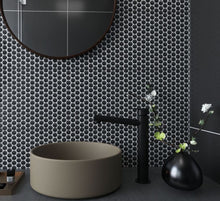 Load image into Gallery viewer, Elysium Tiles Penny Round Black Matte 11.5&quot; x 12.25&quot; Mosaic Tile
