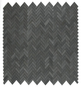 Elysium Tiles Herringbone Basalt  11" x 12.50" Mosaic Tile