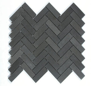 Elysium Tiles Herringbone Basalt  11" x 12.50" Mosaic Tile