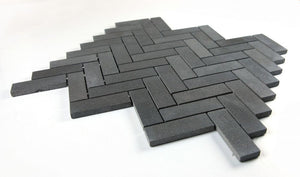 Elysium Tiles Herringbone Basalt  11" x 12.50" Mosaic Tile