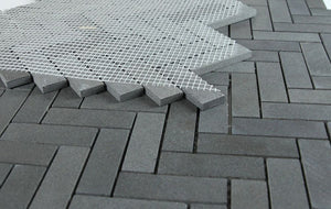 Elysium Tiles Herringbone Basalt  11" x 12.50" Mosaic Tile