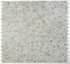 Elysium Tiles Penny Marble Calacatta Honed 11" x 11.75" Mosaic Tile