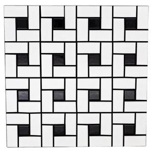 Total Home Distributors Porcelain Mosaics Collection Pinwheel w/ Black Dots 12" x 12" Mosaic Tile