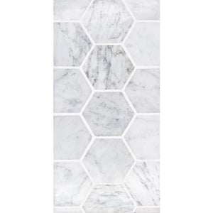 Total Home Distributors Sto-Re Collection Polished Carrara Hexagon 2.5" x 2.5" Mosaic Tile