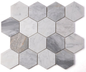 Elysium Tiles Hexagon City Grey 10.25" x 11.75" Mosaic Tile