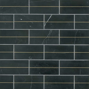 Bedrosians Ferrara Collection Nero Decorative 3" x 6" Marble Tile (4.96 ft² Per Box)