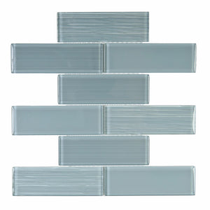 Ottimo Ceramics Ice Stream Series Aqua Blue Glass 12" x 12" Mosaic Tile