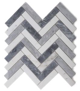 Elysium Tiles Herringbone Dusk 11.25" x 11.25" Mosaic Tile