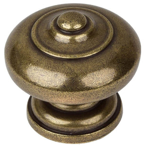 38mm (1.5") Antique Brass Mushroom Ring Cabinet Knob