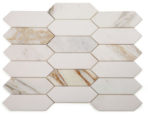 Elysium Tiles Elongated Hex Calacatta Polished 11.75" x 15" Mosaic Tile