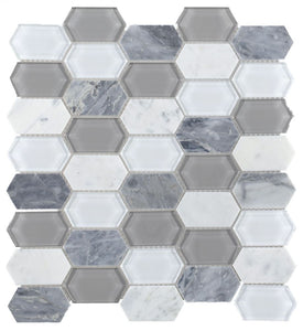Elysium Tiles Montage Grey 12.5" x 13.25" Mosaic Tile