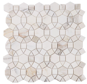 Elysium Tiles Aether Calacatta Polished 11.5" x 12" Mosaic Tile