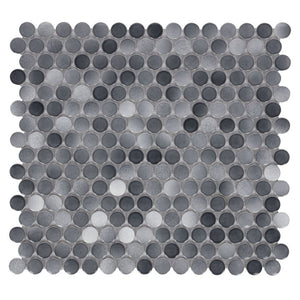 Elysium Tiles Penny Round Fancy Grey 11.5" x 12.25" Mosaic Tile