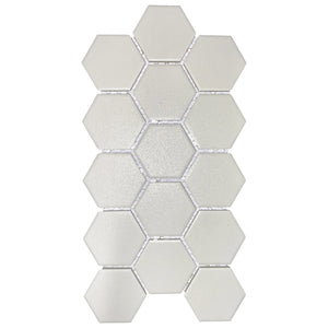 Total Home Distributors Solids Collection White Matte Finish 12" x 12" Hex Mosaic Tile