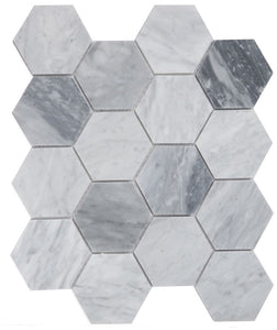 Elysium Tiles Hexagon Mix Grey 10.25" x 11.75" Mosaic Tile