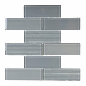 Ottimo Ceramics Ice Stream Series Grey Glass 12" x 12" Mosaic Tile