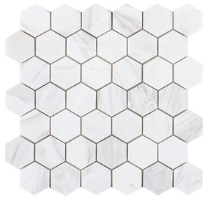 Elysium Tiles Hexagon White 11.75" x 11.75" Mosaic Tile