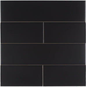 Total Home Distributors Basics Collection Black 3" x 12" Matte Subway Tile