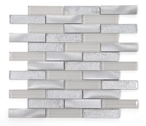 Elysium Tiles Linear Metallic Silver 11.75" x 11.75" Mosaic Tile