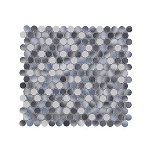 Elysium Tiles Penny Round Gradient Grey Glossy 11.5" x 12.25" Mosaic Tile