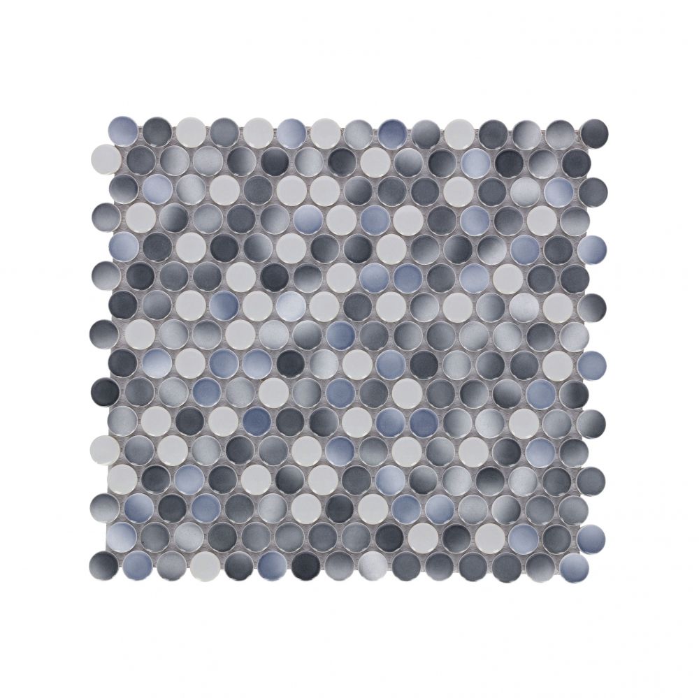 Elysium Tiles Penny Round Gradient Grey Glossy 11.5