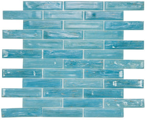 Elysium Tiles Hot Long Clear Blue 12" x 12.75" Mosaic Tile