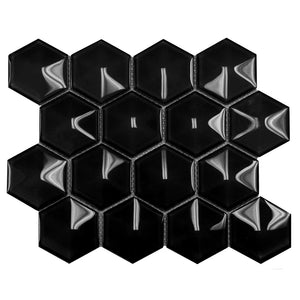 Ottimo Ceramics Dimension Hexagon Black 0.85 ft² 11" x 11" Mosaic Tile