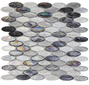 Elysium Tiles Inari Grey Oval 11" x 11.50" Mosaic Tile