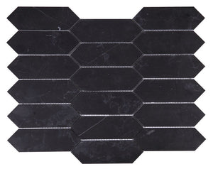 Elysium Tiles Elongated Hex Marquina 11.75" x 15" Mosaic Tile