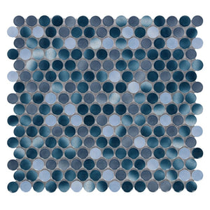 Elysium Tiles Penny Round Gradient Blue 11.5" x 12.25" Mosaic Tile