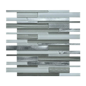 TZ Global Metallic Interlocking 11.75" x 12" Glass and Metal Mosaic Tile